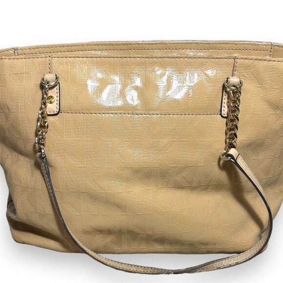 Michael Kors Jet Set Chain Tote Shoulder Bag Beige/Cream Monogram - Picture 4 of 10